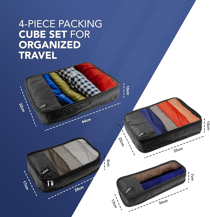 LUGG Lightweight Packing Cubes Set – Durable Polyester Travel Organizers, 4 Sizes for Efficient Packing, Compact and Versatile Travel Accessories (Black, Packing Cube (Set of 4)) - Image 2
