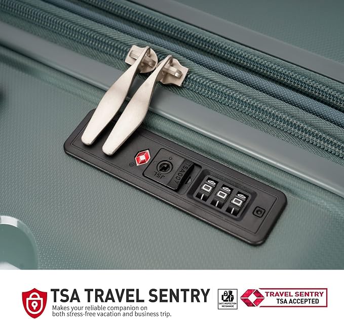 GinzaTravel PP material 3-piece expandable luggage sets with Spinner Wheels， Suitcase with TSA Lock，Large Luggage for Family Travel carry on 20/24/28，Dark green color - Image 4