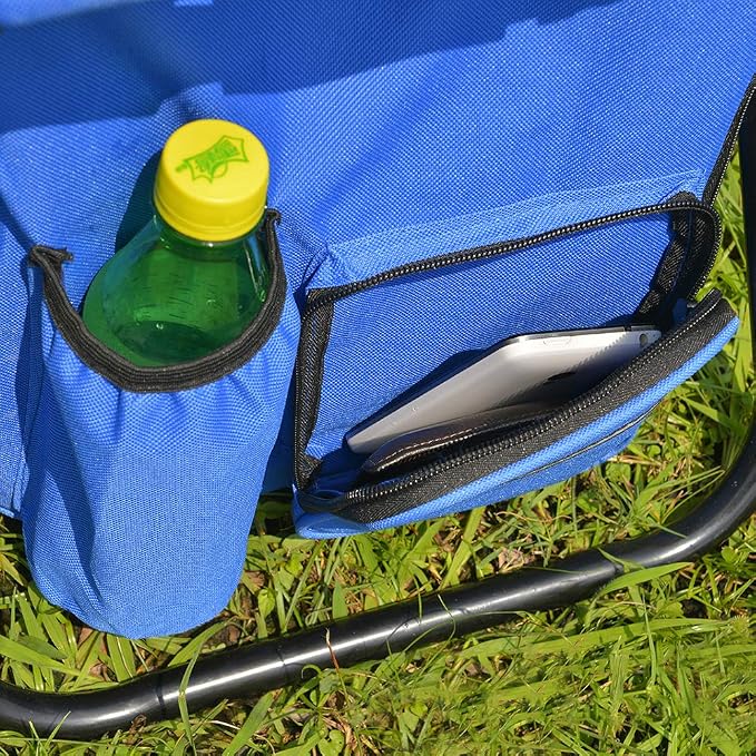 Folding 3 in 1 Camping Chair Stool Backpack with Cooler Insulated Picnic Bag, Hiking Camouflage Seat Table Bag Camping Gear for Outdoor Indoor Fishing Travel Beach BBQ (Blue) - Image 8