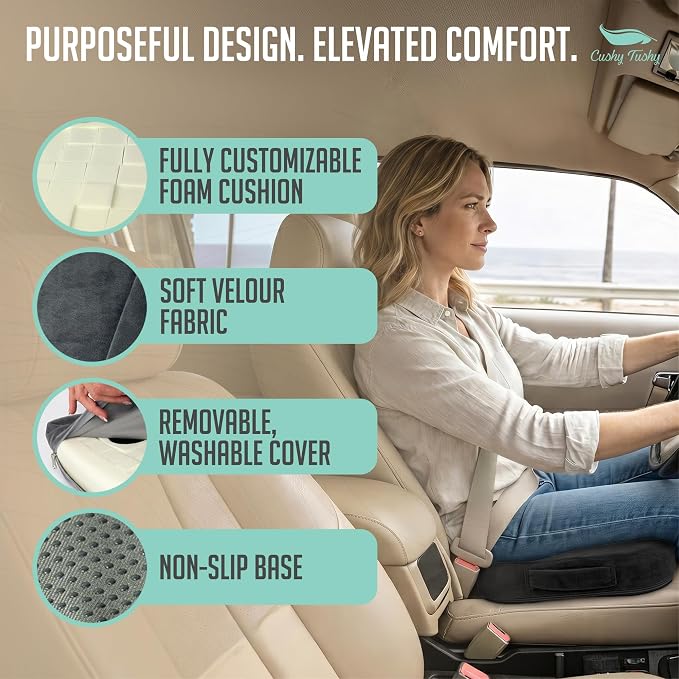 Cushy Tushy Premium Customizeable Seat Cushion, Gray | Moveable Holes, Customizable High Quality Foam, Relief for Lower Back, Sciatic, & Tailbone Pain - Image 4