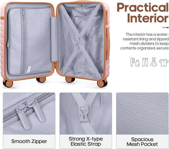 3 Piece Luggage Set, Durable ABS Hardshell Carry On Suitcase Set with Silent Spinner Wheels, YKK Zipper & TSA Lock, Lightweight Large Travel Checked Luggage,20/24/28 Inch - Image 2