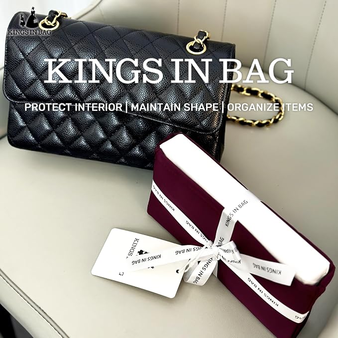 Purse Organizer Insert, Silky-Soft Lightweight Design, Multi-Pocket, Keeps Bag Organized & Protects Interior, Fits Chanel Classic Flap Mini, Ideal for Travel & Daily Use(Cassis, CF Mini 20) - Image 2