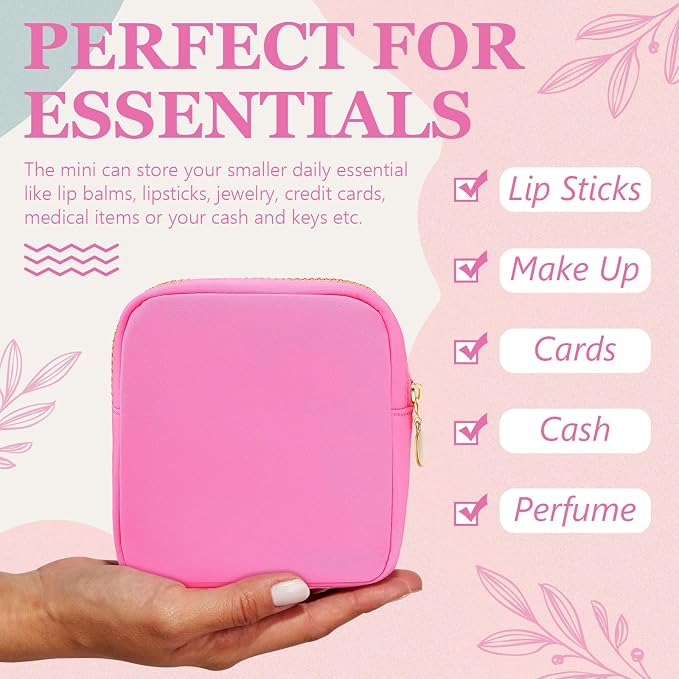 Giesiery Bulk 16 Pcs Mini Nylon Makeup Bag - DIY Zipper Pouch for Travel & Wedding Favors, Waterproof Toiletry Storage - Image 2