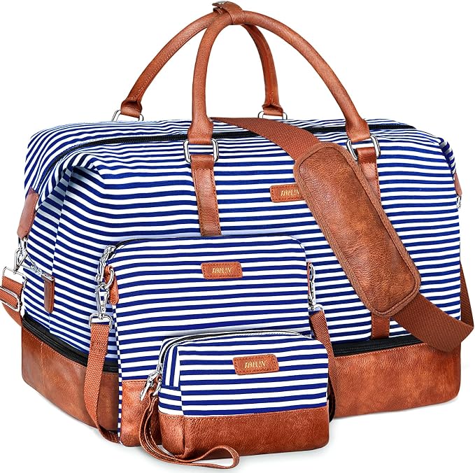 IBFUN Weekender Bags for Women - 21" Travel Duffle with Shoe Compartment - Carry On Overnight Duffel for Weekend Travel & Business Trips, 3PCS by IBFUN
