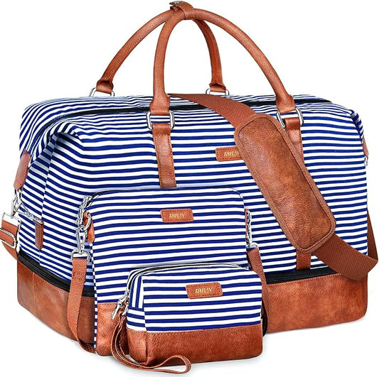 IBFUN Weekender Bags for Women - 21" Travel Duffle with Shoe Compartment - Carry On Overnight Duffel for Weekend Travel & Business Trips, 3PCS by IBFUN
