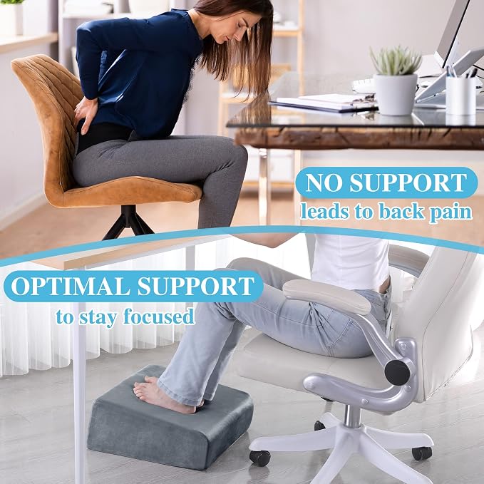 Under Desk Foot Rest, ROYALAY Ergonomic Office Footrest with 3 Adjustable Heights, High-Density Memory Foam Leg Rest for Home, Travel, Airplane with Washable Cover - Image 6