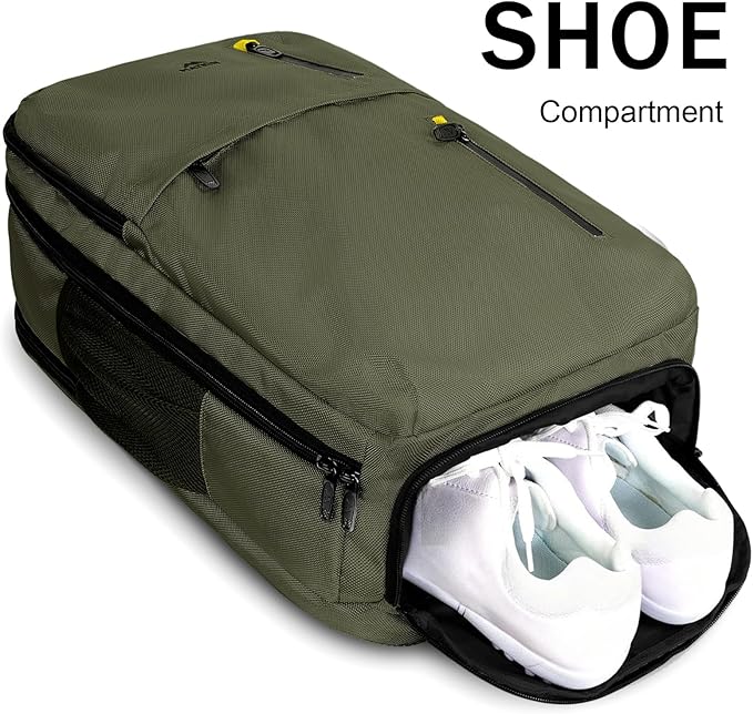 MATEIN Green Travel Backpack 45L, Luggage Backpack for Travel Carry On | Flight Approved, Large Capacity, 18 Inch Backpack Suitcase, Overnight Weekend Travel Bag, Laptop Compartment, Lots of Pockets - Image 3