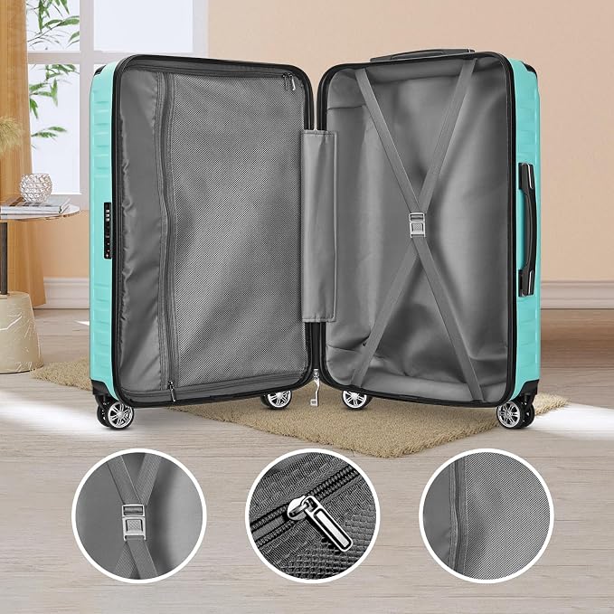 Melalenia Luggage 10 Piece Sets Clearance,Large Travel Suitcase Set Spinner Wheels with TSA Locks,Hard Shell Luggage Sets for Women (10Pcs Green) - Image 8