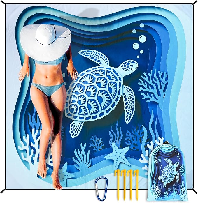 HIHOHO Beach Blanket Waterproof Sandproof Extra Large Beach Mat 79" X 83"/120"x108"for 1-8 Adults Quick Drying Durable Outdoor Picnic Mat for Beach Travel Camping Hiking by HIHOHO