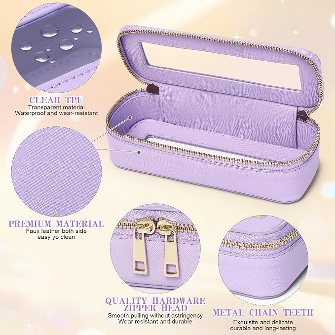 Travel Makeup Set, Purple, L+M+SLIM | Waterproof, Transparent Cosmetic Bag, Toiletry Bag, Makeup Brush Case with Zipper, Car Essentials for Women - Image 4