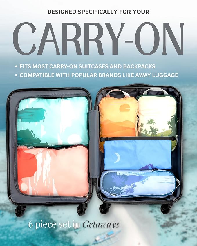 Compression Packing Cubes for Travel, 6-Piece Lightweight Packing Cubes Set for Carry-On Luggage & Backpacks – TRIPPED Travel Gear (Getaways) - Image 7