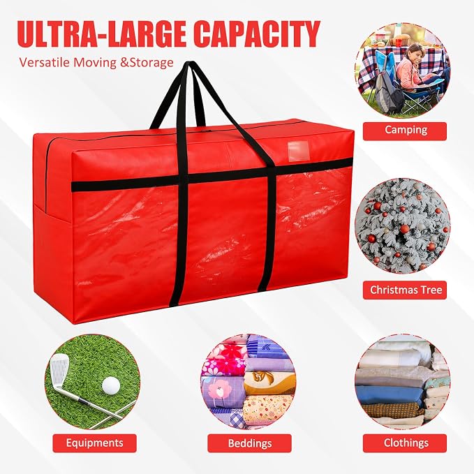 Windyun 4 Pack 98 Gallon Extra Large Moving Bags XXL Heavy Duty Storage Bag with Strong Zipper Handle Jumbo Big Tote Box Foldable for College Dorm Travel Clothes Duffle Blanket Pillow(Red) - Image 5