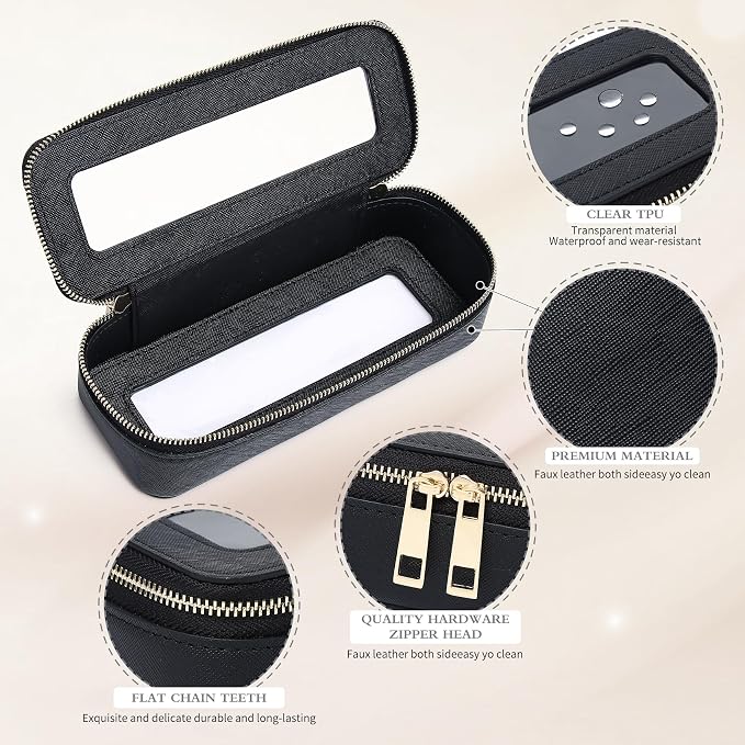 Pinkmik Clear Makeup Bag with Brush Bag 3pcs Waterproof Travel Case for Cosmetics and Toiletries Women's Makeup Organizer with Zipper (Black, L+M+SLIM) - Image 6