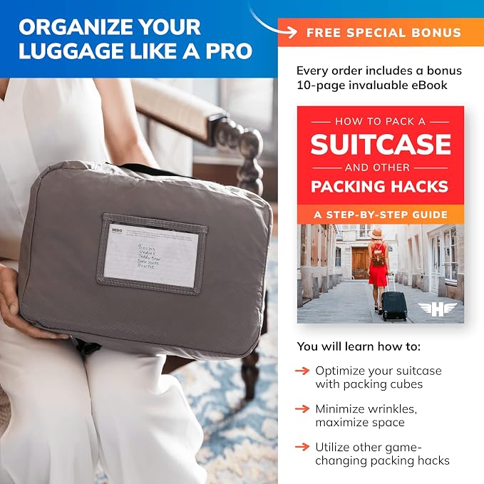 HERO Packing Cubes for Travel (Set of 5) Luggage Organizer with 2 Laundry Bags, Versatile Suitcase Organizer for Men & Women – Travel Accessories for Carry On, Airplane, Road Trip - Image 6