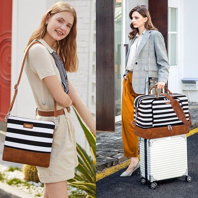 Travel Weekender Bag for Women, 21" Overnight Bag with Shoe Compartment 50L Large Travel Duffel Bag Carry On Tote for Weekend, Overnight, Business Trips, Water Resistant - Image 3