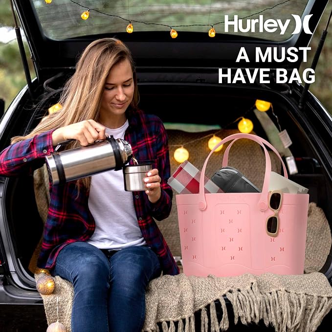 Hurley Rubber Tote Bag - Beach Bags Waterproof Sandproof, Easy-Clean Freestanding EVA Plastic, Hose-Clean, Sizes 16"-19" - Image 7