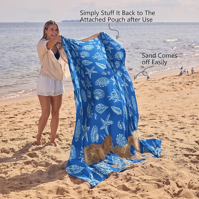 WEKAPO Beach Blanket Waterproof Sandproof Oversized, Extra Large Beach Mat Sand Free, Lightweight & Compact Sand Free Mat with 5 Stakes & 4 Corner Pockets - Image 5