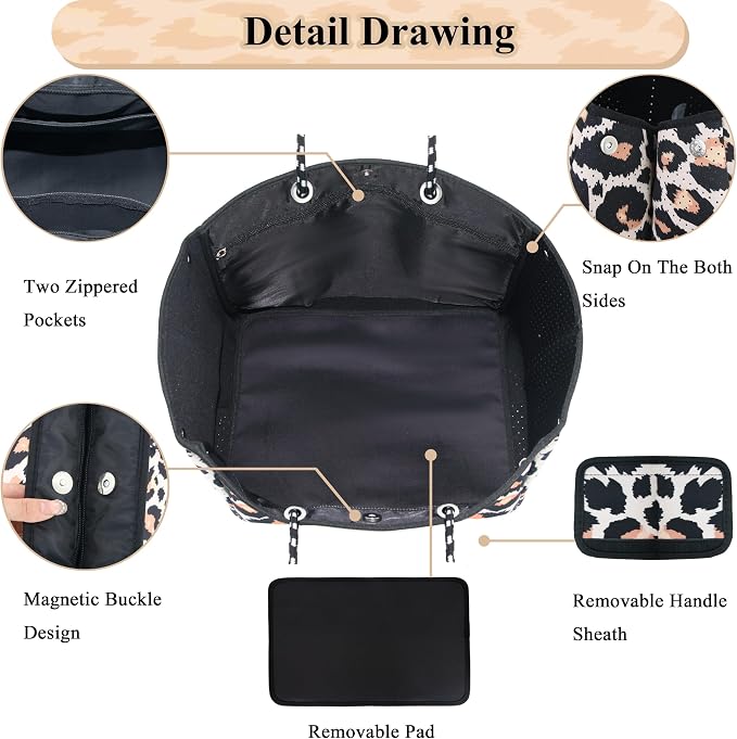 QOGiR Neoprene Multipurpose Beach Bag Tote with Inner Zipper Pocket … … … … - Image 2