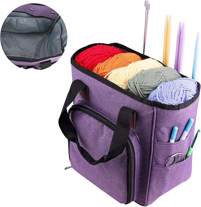 crochet bag,knitting bagBackpack and Tote Bag Storage Bag ，Large capacityYarn Storage Organizer Travel Crochet Bag Women Carrying Crochet Accessories Knitting Needles Crochet - Image 2