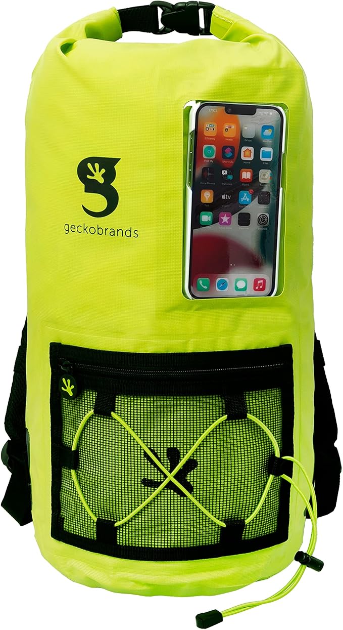 geckobrands Hydroner 20L Waterproof Dry Bag Backpack – Lightweight Roll-Top Bag with Clear Phone Pouch for Outdoor Activities by geckobrands