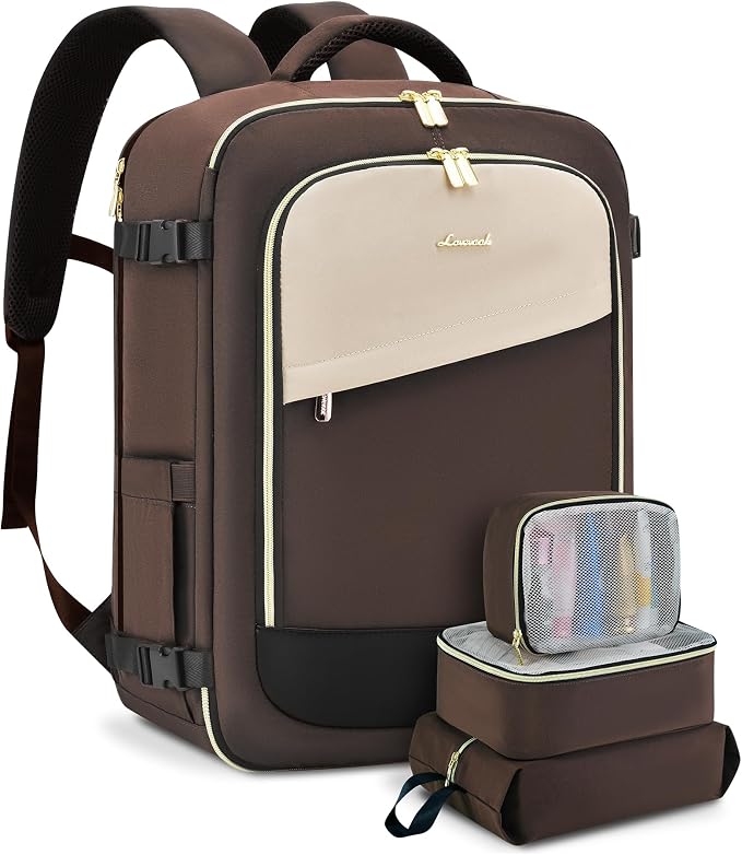 LOVEVOOK Travel Backpack for Women, 40L Carry On Backpack Flight Approved, Large Personal Item Bag Fits 17 inch Laptop, TSA Approved Luggage with 3 Packing Cubes,Waterproof Weekender Gym Essentials by LOVEVOOK