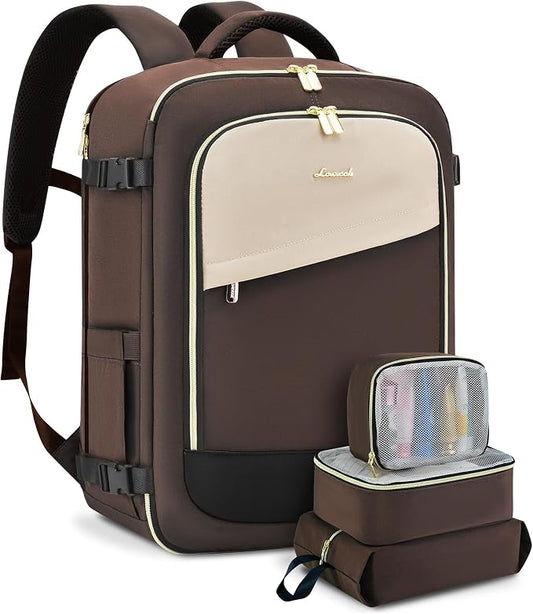 LOVEVOOK Travel Backpack for Women, 40L Carry On Backpack Flight Approved, Large Personal Item Bag Fits 17 inch Laptop, TSA Approved Luggage with 3 Packing Cubes,Waterproof Weekender Gym Essentials by LOVEVOOK