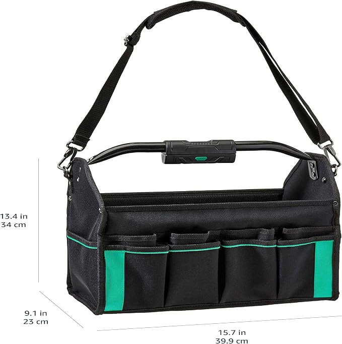 Amazon Basics Tool Bag Organizer with LED Light, 30 Pockets, Adjustable Shoulder Straps, Portable, Black - Image 6