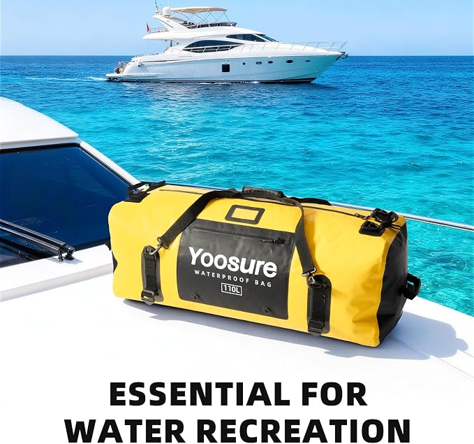 110L Waterproof Duffel Bag 35IN - Airtight Zipper Dry Bags, Extra Large Dry Bag with Straps&Handles for Camping Boating Kayaking Rafting Canoeing Gym Beach Car Roof Storage (Black) - Image 9