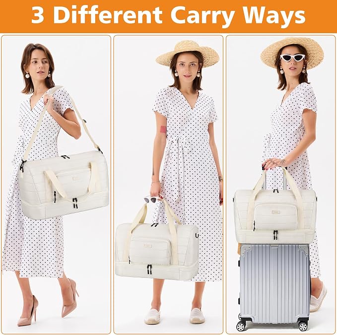 Travel Weekender Bag for Women, 21" Overnight Bag with Shoe Compartment 50L Large Travel Duffel Bag Carry On Tote for Weekend, Overnight, Business Trips, Water Resistant - Image 6