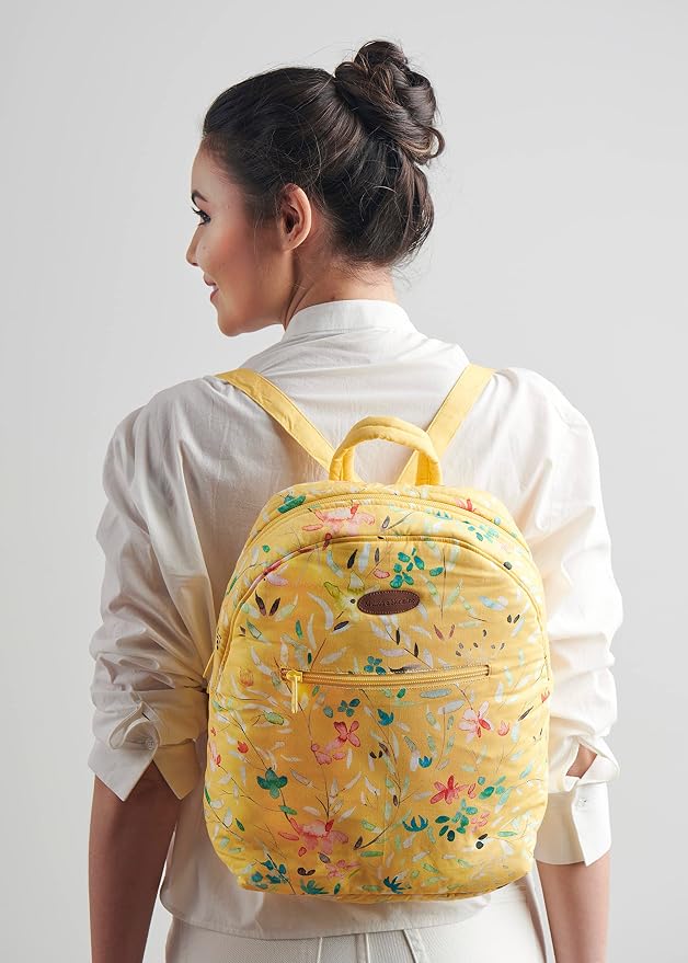 Maison d' Hermine Backpack for Women Men Cotton Shoulder Multipurpose Rucksack with Small Pouch Lightweight Multi Pocket Bag for Travel Work Beach Perfect for Spring Summer (Colmar - Yellow) - Image 8
