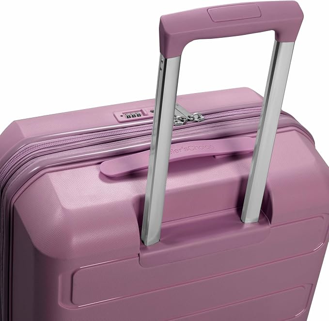 Traveler's Choice Pagosa Hardshell Expandable Luggage with Spinner Wheels, Mauve, 22-Inch Carry-on - Image 10