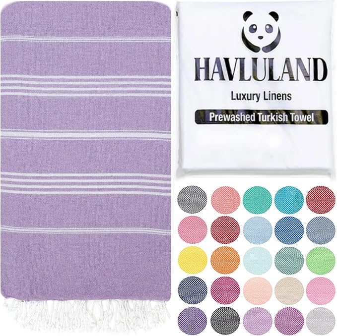 HAVLULAND Turkish Beach Towels, Oversized 40"x72" Turkish Bath Towel, Highly Absorbent Quick Dry Sand Free Beach Towels for Beach Pool Spa Gym Yoga Travel Camping Picnic Blanket - Lilac by Havluland