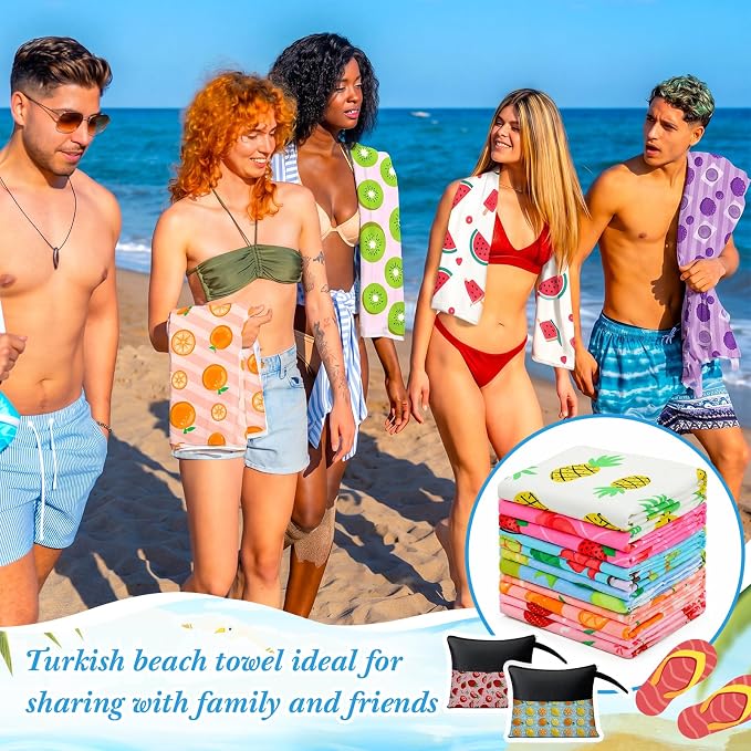 Peryiter 48 Pcs Microfiber Beach Towel with Bags Bulk, 24 Large Quick Dry Pool Towels and 24 Storage Bags, 30 x 60 Inch Fruit Blanket for Beach Swimming Summer Party Camping Travel Women - Image 5