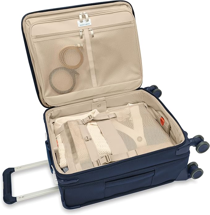 Briggs & Riley Global 21" Carry On Expandable Spinner - Luggage for International Travel, Suitcases with Wheels, Softside Rolling Bag for Men & Women, Self-Repairing Zipper - Baseline Collection, Navy - Image 14