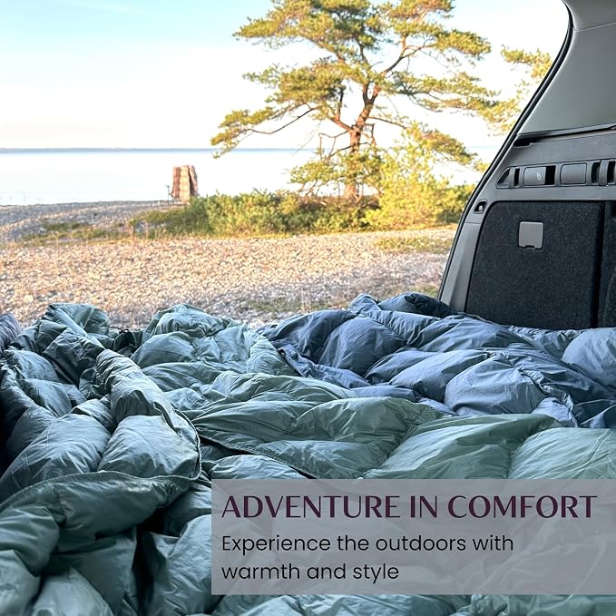 Down Camping Blanket with Footbox – Lightweight, Packable, Water Resistant Backpacking Quilt & Warm Puffy Compact Outdoor Throw – 52x77 with Stuff Sack for Stadium, Hiking & Travel - Image 9
