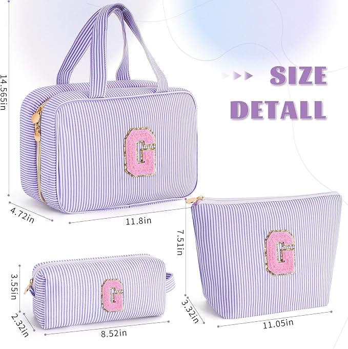 Gifts for Teen Girls Women - Travel Hanging Toiletry Bag & Makeup Bag - Personalized Initial Cosmetic Bag | Birthday Gift for Girl Trendy Stuff - Lavender G - Image 6