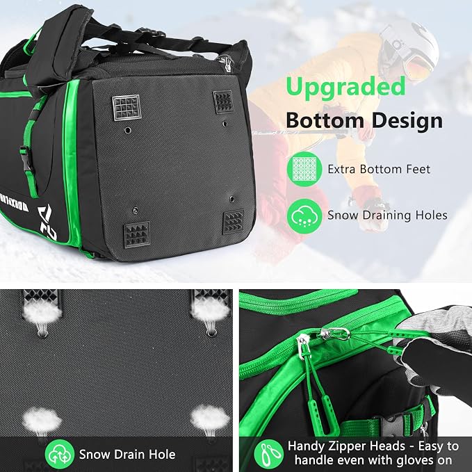 MORXPLOR Ski Boot Bag - 65L Padded, Waterproof Ski Travel Backpack for Gear & Accessories - Image 3