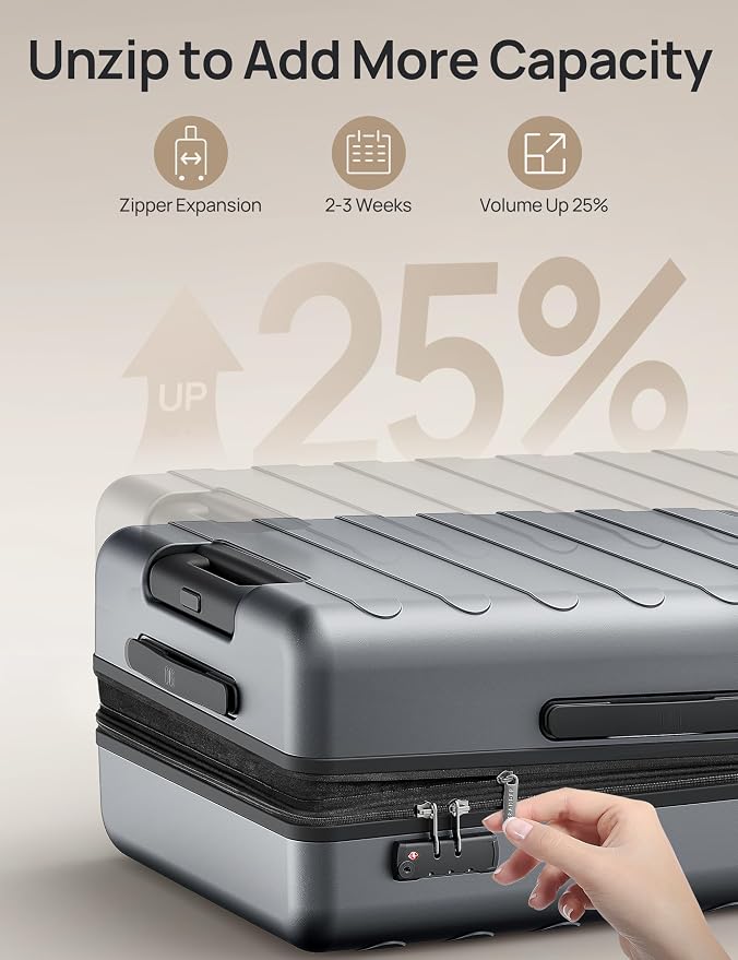 NINETYGO Large Checked Luggage 28 Inch, Checking In Luggage with Smooth Spinner Wheels, Expandable, Hard Shell PC Suitcase, Lightweight Travel Luggage, TSA Approved (Grey, Rhine Max) - Image 3