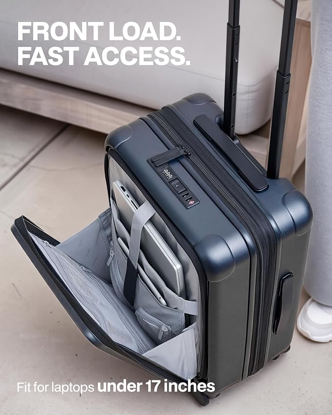 Coolife Carry On Luggage Suitcase : 22x14x9 Airline Approved Travel Luggage with Spinner Wheels, Front Pocket Expandable Hardshell Suitcases with TSA Lock Blue - Image 2