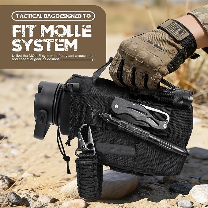 NATURE PIONEOR 32 oz Tactical Water Bottle with MOLLE Bottle Pouch & 3 Lids | 18/8 Food-grade Stainless Steel, Double Vacuum Insulation, 3 Leak-proof Lids, Handle, Strap, Camping, Hiking, Gym, Work - Image 4