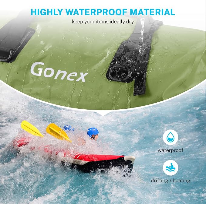 Gonex Extra Large Waterproof Dry Duffel Bag, Roll-Top PVC Gear Bag | Waterproof PVC, Roll-Top Closure, Wet Pocket, Shoulder & Hand Carry, Kayaking, Paddleboarding, Travel - Image 2