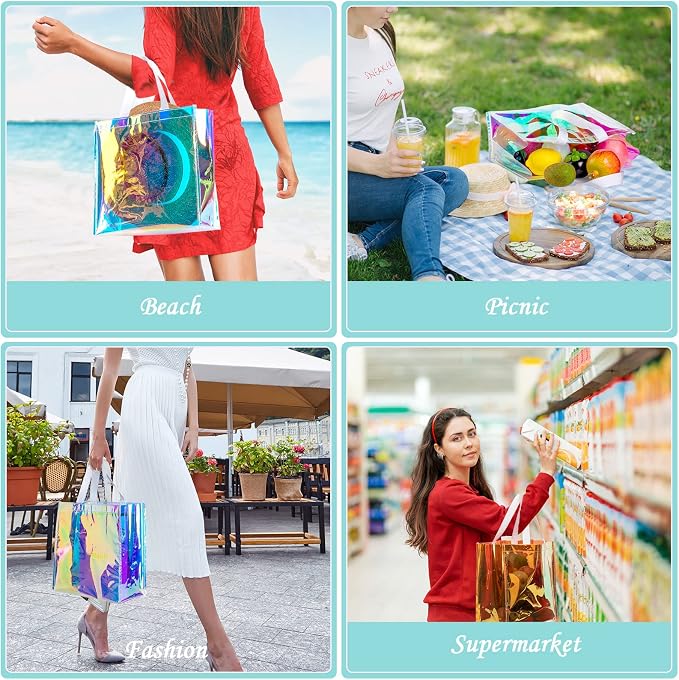 Saintrygo 20 Pack Clear Tote Bags Bulk 12 x 12 x 6 PVC Plastic Tote Bag with Handles for Stadium Work Beach Sports(Bright Color) - Image 7
