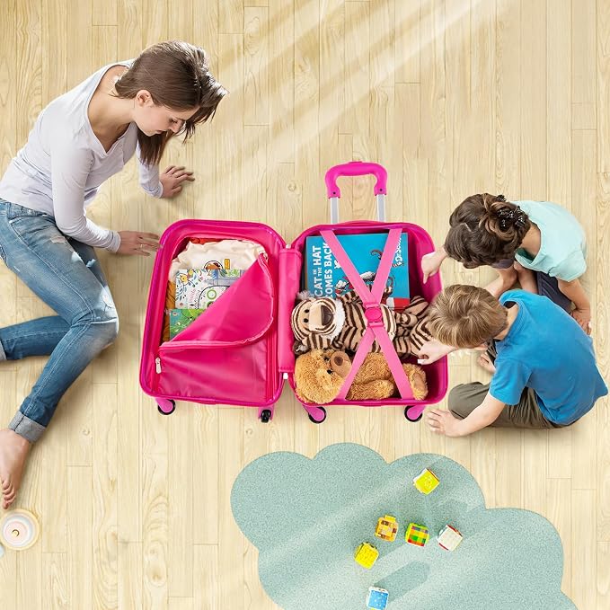 HONEY JOY Kids Luggage, 12" Toddler Backpack & 16" Travel Suitcase with Wheels, Lightweight Toddler Girls Suitcase, Durable ABS Hardshell, 2Pcs Carry On Luggage Set for Boys Girls(Mermaid) - Image 3