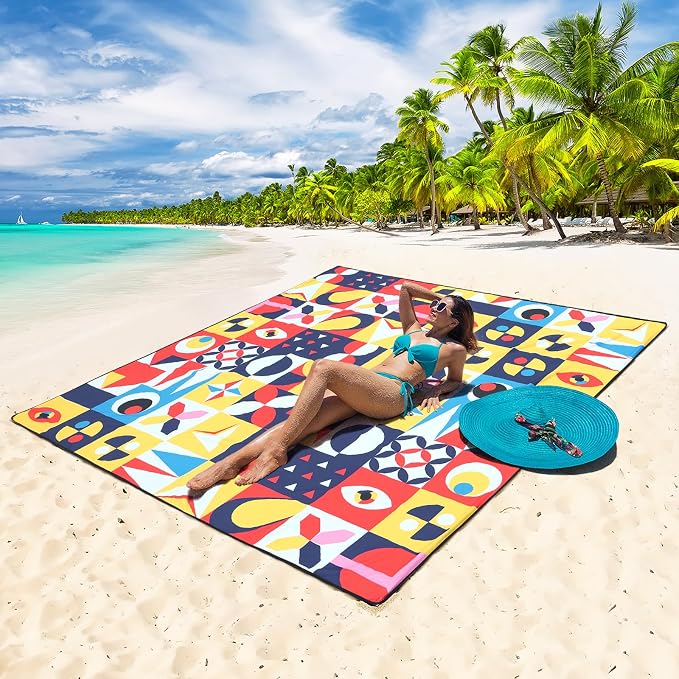 HIHOHO Beach Blanket Waterproof Sandproof Extra Large Beach Mat 79" X 83"/120"x108"for 1-8 Adults Quick Drying Durable Outdoor Picnic Mat for Beach Travel Camping Hiking - Image 4
