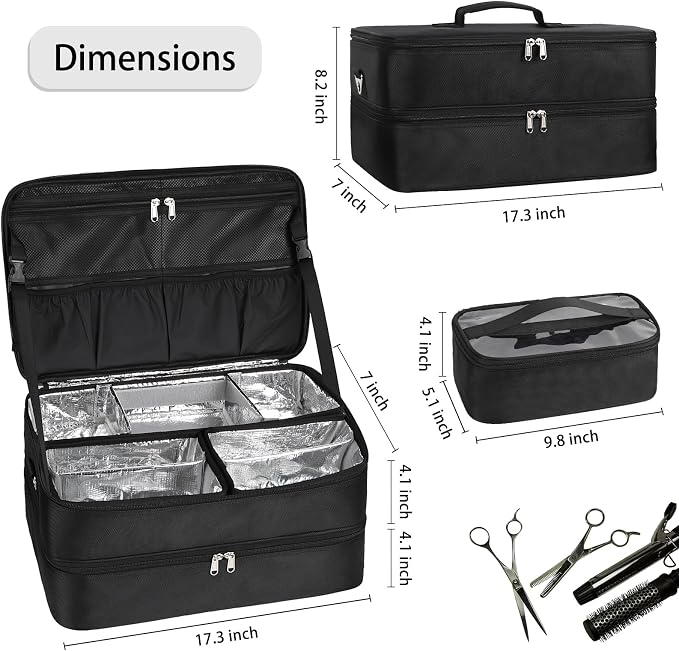 Extra Large Makeup Case, Professional Makeup Train Case for Makeup Artist Traveling Organizer, Double Layer XL Cosmetic Travel Case for Cosmetology with 3 Detachable compartments and 3 Makeup Bags - Image 4