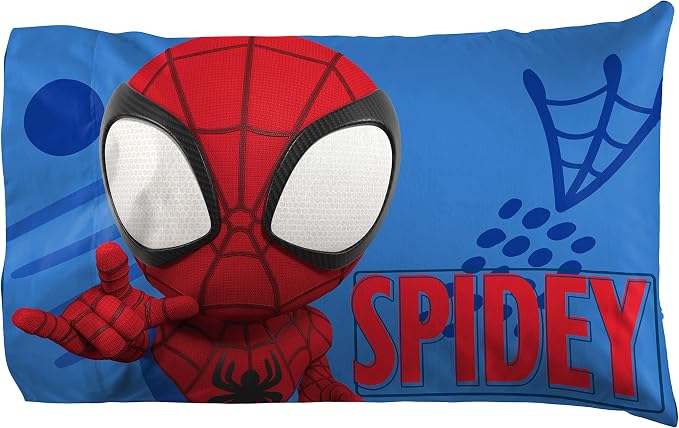 Jay Franco Kids Sheet Set with Fitted, Flat Sheets & Pillow Cover - Ultra-Soft Bedding with Pillowcase for Room Decor, White - Spidey & Friends, 3 Piece Toddler - Image 3