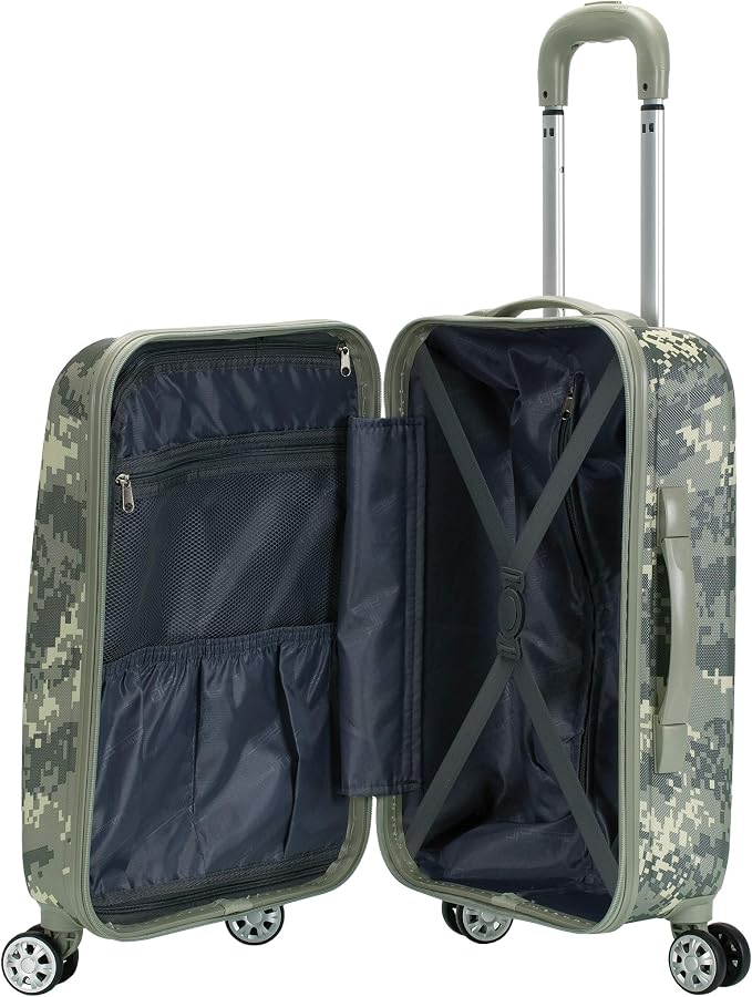 Rockland Safari Hardside Spinner Wheel Luggage, Carry-on 20", Acu Camo - Image 8