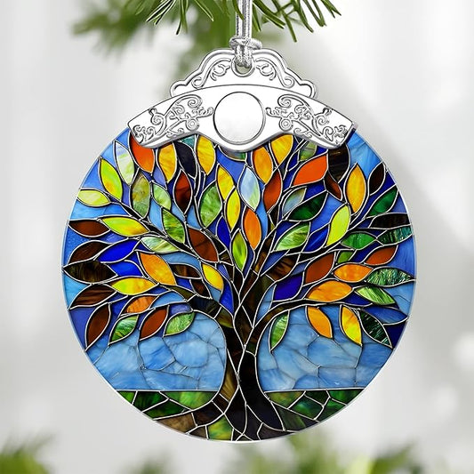 Tree of Life Stained Glass Ornament, Christmas Ornaments – Christmas Tree Decorations, Holiday Decor, Stocking Stuffer, Gift Idea, Tree of Life Gift, Gifts for Friend and Family