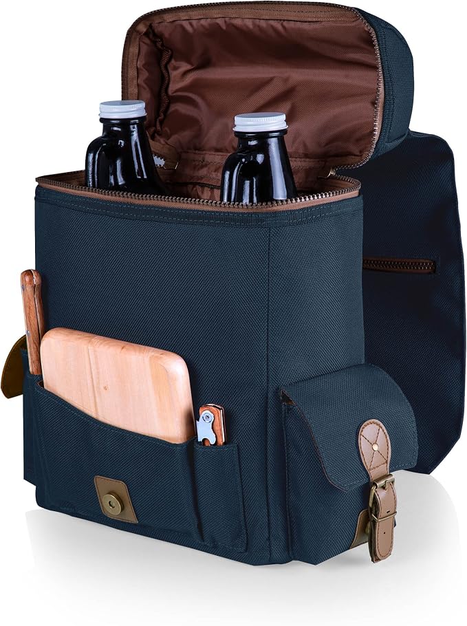 LEGACY - a Picnic Time brand Moreno 3-Bottle Wine & Cheese Tote, Padded Wine Carry Tote Bag with Handle and Adjustable Shoulder Strap, (Navy Blue) - Image 11