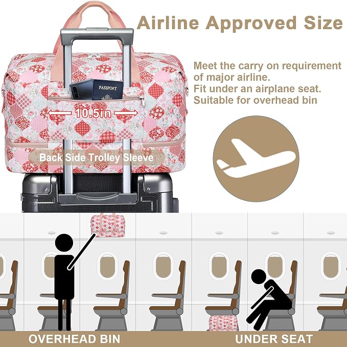 IBFUN Weekender Bags for Women, Travel Duffle Bag with Shoe Compartment Carry on Weekender Overnight Duffel for Weekend Travel Business Trip 3PCS - Image 4